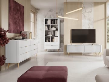 Forba møbelsett til stue - TV-benk, bokhylle og skjenk - hvit - Oppbevaring - Oppbevaringsmøbler - Møbelsett til stue