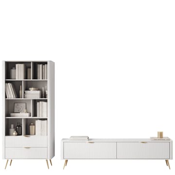 Forba møbelsett til stue - TV-benk og bokhylle - hvit - Oppbevaring - Oppbevaringsmøbler - Møbelsett til stue