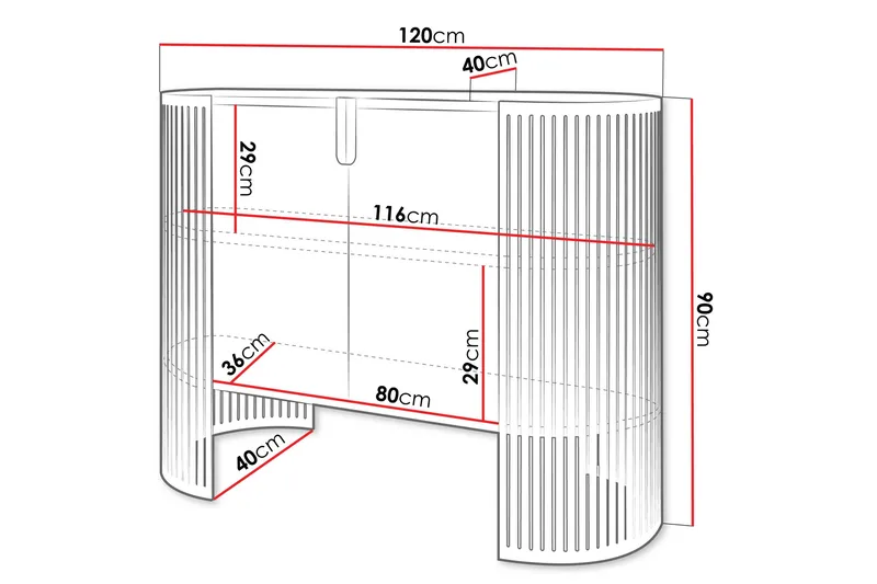 Friend Skjenk 120x40 cm - Rosa/Hvit - Oppbevaring - Oppbevaringsmøbler - Sideboard & skjenk