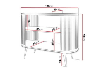 Galia Skjenk 120x40 cm - Hvit/Svart - Oppbevaring - Oppbevaringsmøbler - Sideboard & skjenk