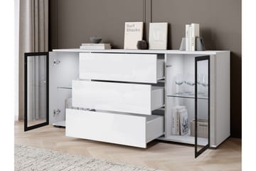 Gamal Skjenk 150x40 cm i Mørkt Tre med Glassdører - Brun|Hvit - Oppbevaring - Oppbevaringsmøbler - Sideboard & skjenk