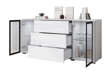 Gamal Skjenk 150x40 cm i Tre med Glassdører - Brun - Oppbevaring - Oppbevaringsmøbler - Sideboard & skjenk