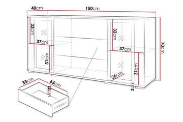 Gammel Skjenk 150x40 cm - Brun/Hvit - Oppbevaring - Oppbevaringsmøbler - Sideboard & skjenk