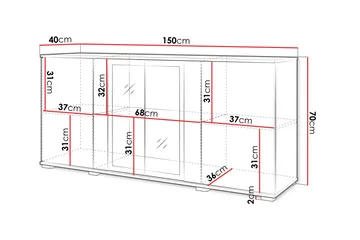 Gammel Skjenk 150x40 cm - Hvit/Rosa - Oppbevaring - Oppbevaringsmøbler - Sideboard & skjenk