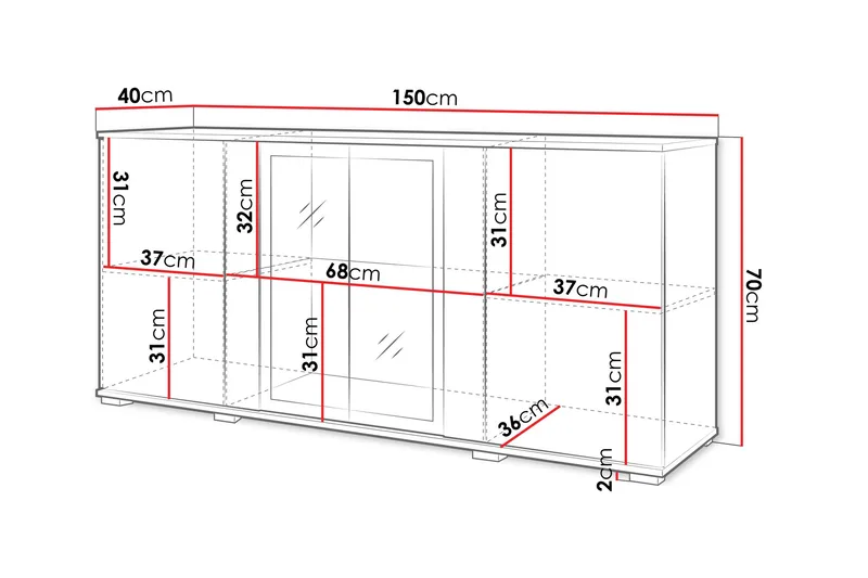 Gammel Skjenk 150x40 cm - Hvit/Rosa - Oppbevaring - Oppbevaringsmøbler - Sideboard & skjenk