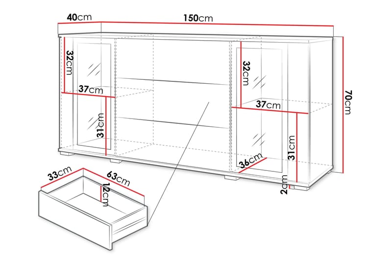Gammel Skjenk 150x40 cm - Svart - Oppbevaring - Oppbevaringsmøbler - Sideboard & skjenk