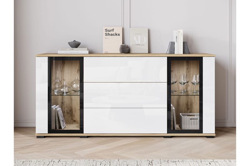 Gammel Skjenk 150x40 cm, Svart