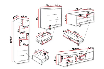 Gudelia Møbelsett Til Stue - Beige - Oppbevaring - Oppbevaringsmøbler - Møbelsett til stue