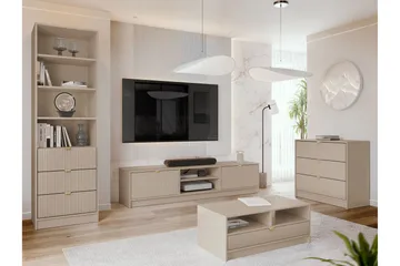 Gudelia Møbelsett Til Stue - Beige - Oppbevaring - Oppbevaringsmøbler - Møbelsett til stue