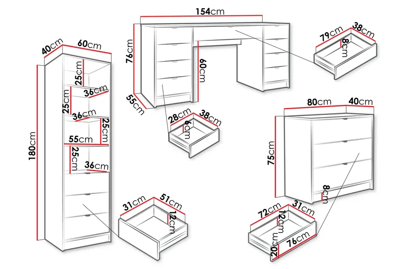 Gudelia Møbelsett Til Stue - Beige - Oppbevaring - Oppbevaringsmøbler - Møbelsett til stue