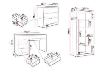 Gudelia Møbelsett Til Stue - Hvit - Oppbevaring - Oppbevaringsmøbler - Møbelsett til stue
