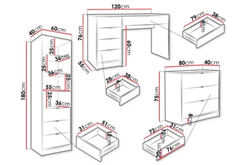 Gudelia Møbelsett Til Stue - Hvit - Oppbevaring - Oppbevaringsmøbler - Møbelsett til stue