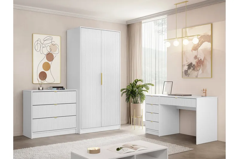 Gudelia Møbelsett Til Stue - Hvit - Oppbevaring - Oppbevaringsmøbler - Møbelsett til stue