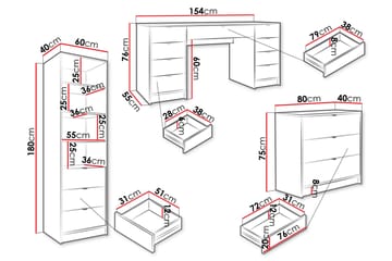 Gudelia Møbelsett Til Stue - Hvit - Oppbevaring - Oppbevaringsmøbler - Møbelsett til stue