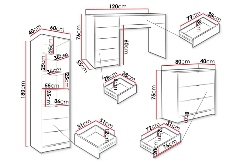 Gudelia Møbelsett Til Stue - Svart - Oppbevaring - Oppbevaringsmøbler - Møbelsett til stue