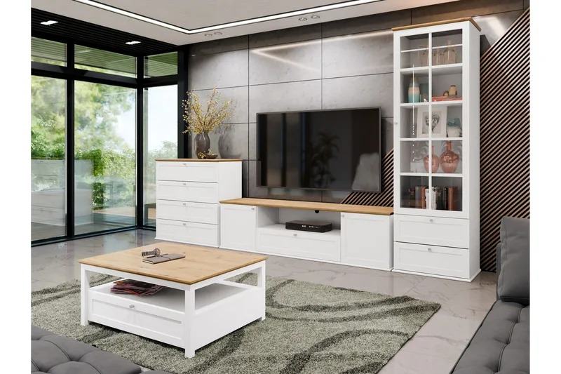 Hammerdal Møbelsett for Stue - Hvit/Eik - Oppbevaring - Oppbevaringsmøbler - Møbelsett til stue