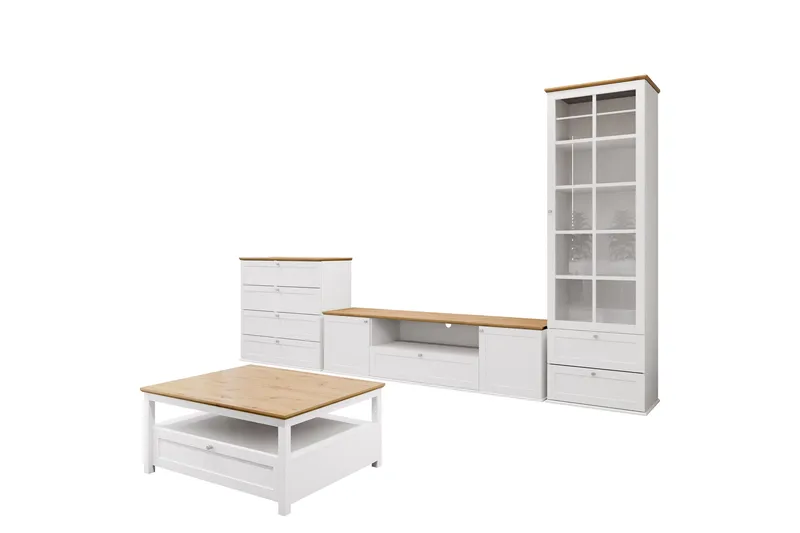 Hammerdal Møbelsett for Stue, Hvit/Eik