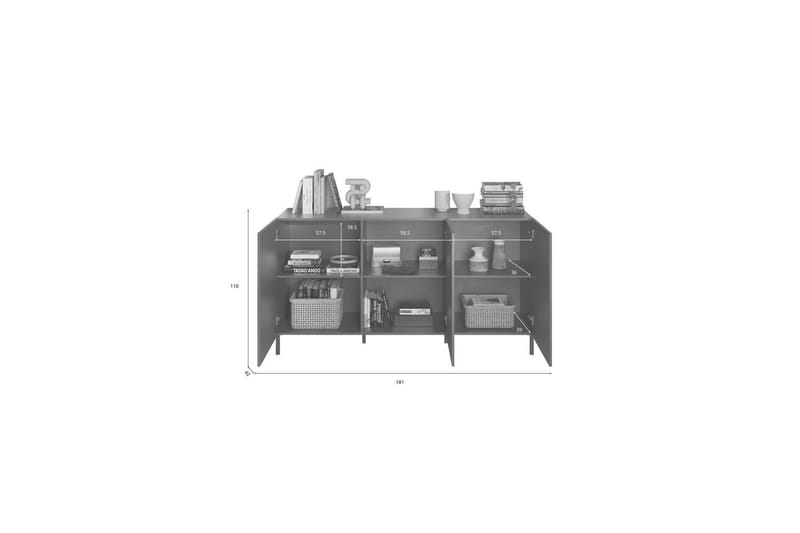 Hawell Skjenk 181 cm - Mørk grå - Oppbevaring - Oppbevaringsmøbler - Sideboard & skjenk