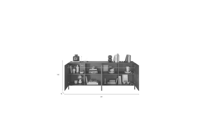 Hawell Skjenk 241 cm - Grå - Oppbevaring - Oppbevaringsmøbler - Sideboard & skjenk