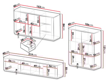 Hilafin Møbelsett for Stue - Oppbevaring - Oppbevaringsmøbler - Møbelsett til stue