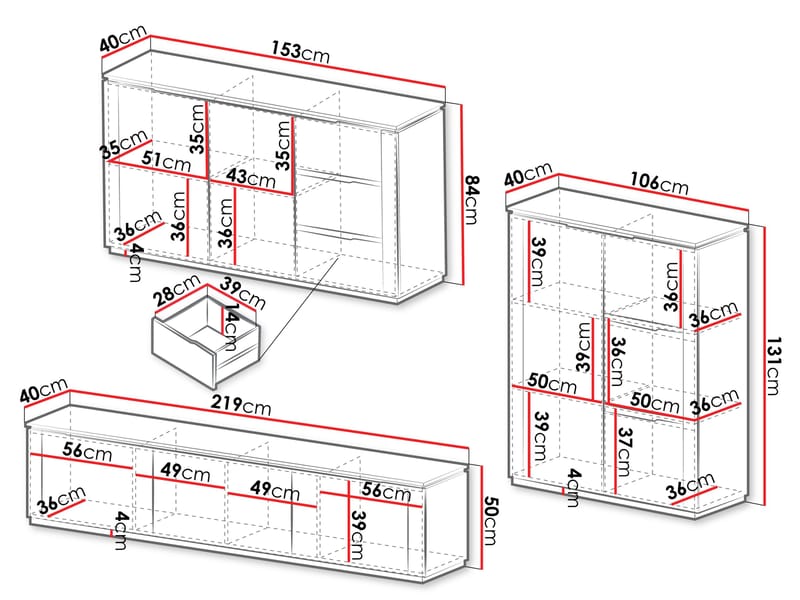 Hilafin Møbelsett for Stue - Oppbevaring - Oppbevaringsmøbler - Møbelsett til stue