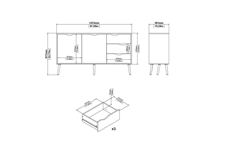 Hostafranc Skjenk 147,2x39,1 cm - Natur - Oppbevaring - Oppbevaringsmøbler - Sideboard & skjenk