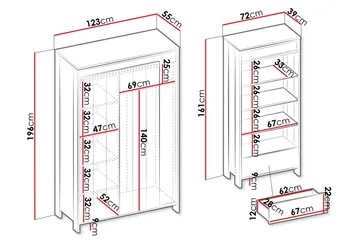 Huddinge Møbelsett Til Stue - Beige - Oppbevaring - Oppbevaringsmøbler - Møbelsett til stue