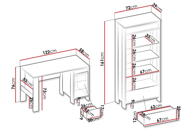 Huddinge Møbelsett Til Stue - Brun/Sort - Oppbevaring - Oppbevaringsmøbler - Møbelsett til stue