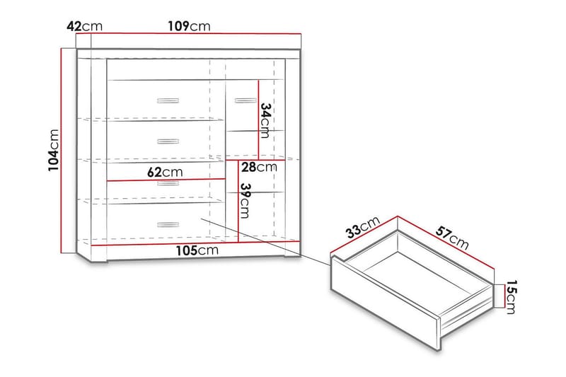 Indianapolis Skjenk 109x42x104 cm - Oppbevaring - Oppbevaringsmøbler - Sideboard & skjenk