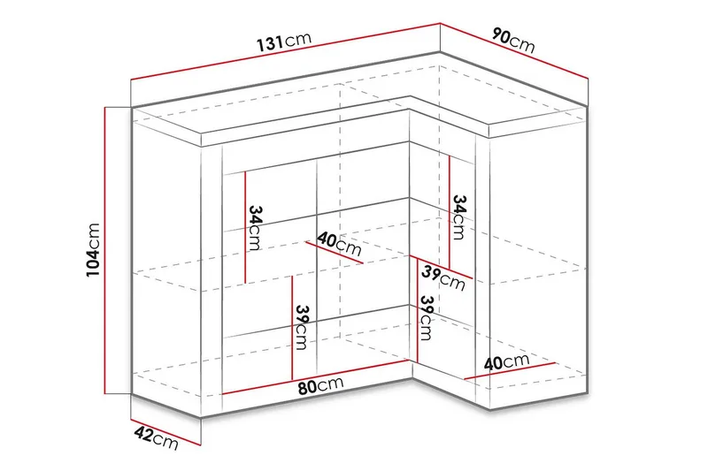 Indianapolis Skjenk 131x42x104 cm - Oppbevaring - Oppbevaringsmøbler - Sideboard & skjenk