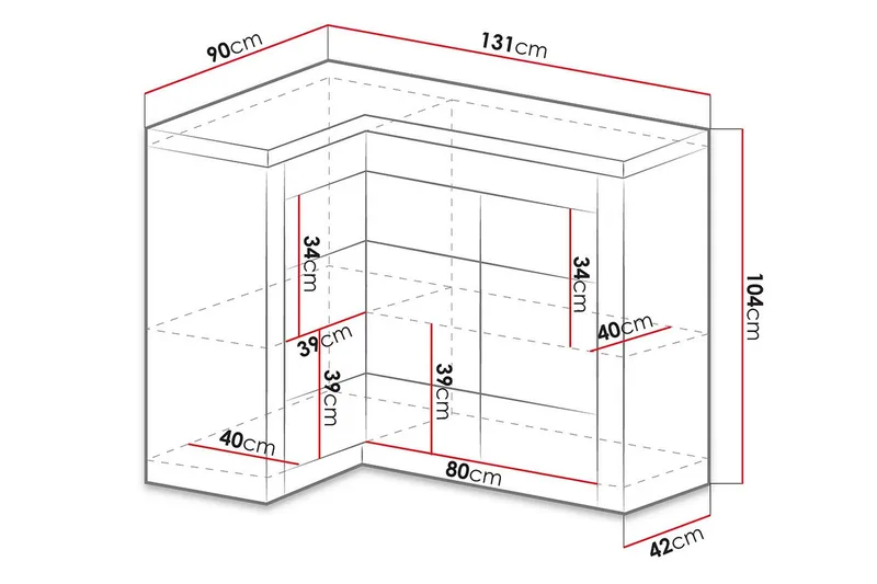 Indianapolis Skjenk 131x42x104 cm - Oppbevaring - Oppbevaringsmøbler - Sideboard & skjenk