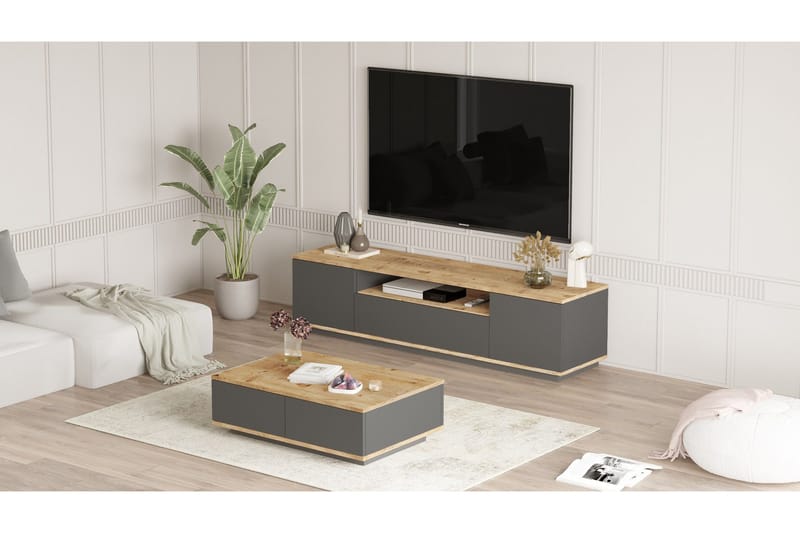 Jaivind Møbelsett for Stue - Brun/Antrasitt - Oppbevaring - Oppbevaringsmøbler - Møbelsett til stue