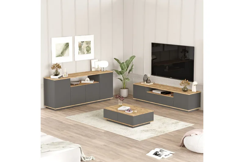 Jaivind Møbelsett for Stue - Brun/Antrasitt - Oppbevaring - Oppbevaringsmøbler - Møbelsett til stue