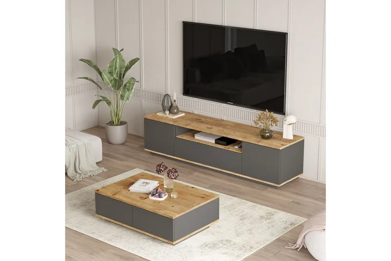 Jaivind Møbelsett for Stue, Brun/Antrasitt