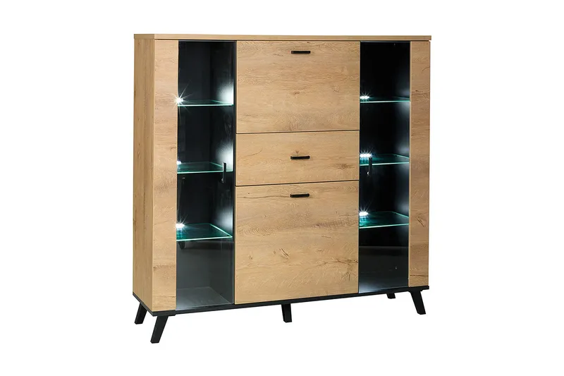 John Skjenk 131x40x131 cm, Beige / Svart / Brun