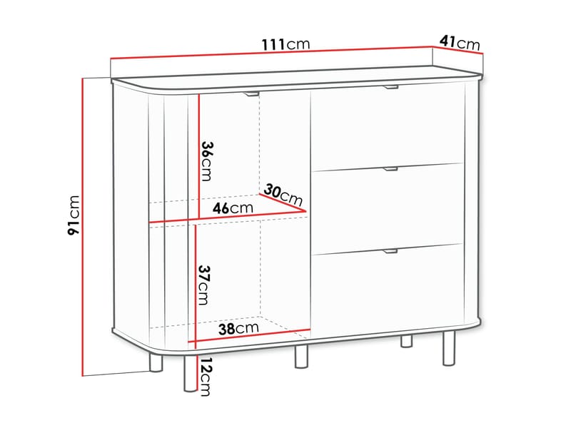 Joriel Skjenk 111 cm - Hvit|svart - Oppbevaring - Oppbevaringsmøbler - Kommode