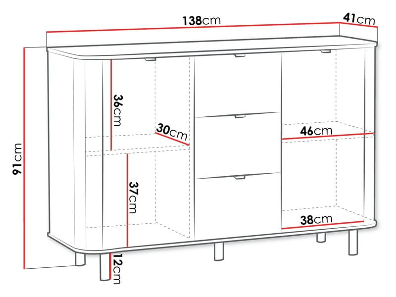 Joriel Skjenk 138 cm - Hvit - Oppbevaring - Oppbevaringsmøbler - Sideboard & skjenk