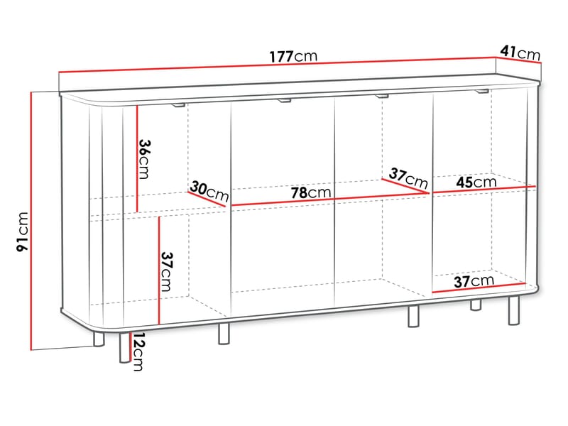 Joriel Skjenk 177 cm - Beige|svart - Oppbevaring - Oppbevaringsmøbler - Sideboard & skjenk