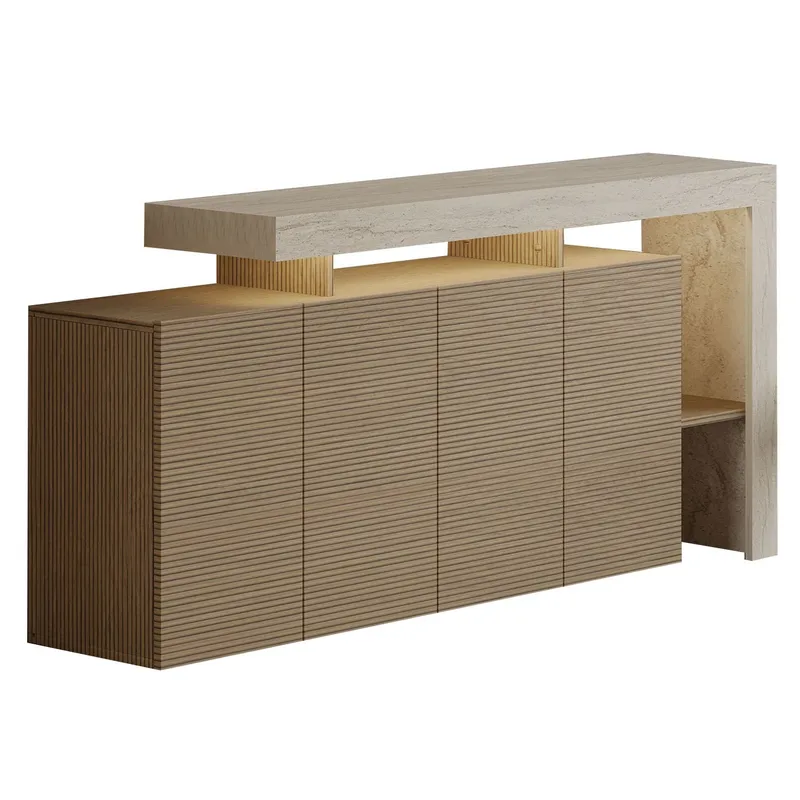 Jurukovo Konsoll 170x80x35 cm, Travertin og varm eik