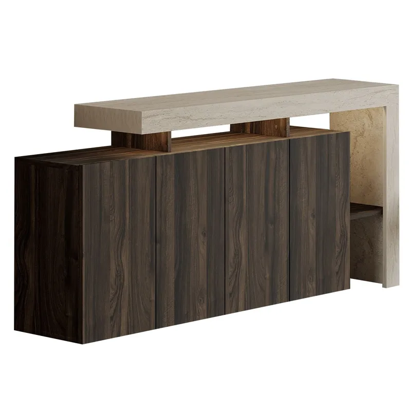 Jurukovo Konsoll 170x80x35 cm, Travertine og Walnut