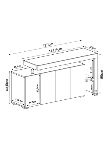 Jurukovo Konsollbord 170 cm - Antrasitt - Oppbevaring - Oppbevaringsmøbler - Sideboard & skjenk
