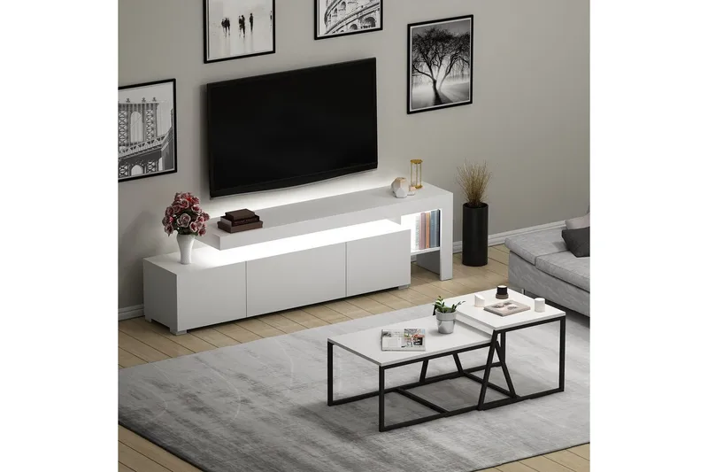 Jurukovo Møbelsett for Stue - Hvit - Oppbevaring - Oppbevaringsmøbler - Møbelsett til stue