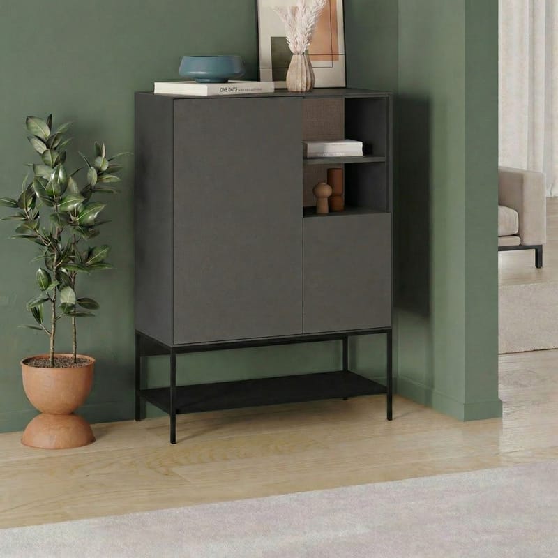 Kenvor Skjenk 90x125x40 cm - Antrasitt/Tre/Svart - Oppbevaring - Oppbevaringsmøbler - Sideboard & skjenk