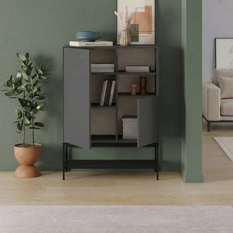 Kenvor Skjenk 90x125x40 cm - Antrasitt/Tre/Svart - Oppbevaring - Oppbevaringsmøbler - Sideboard & skjenk