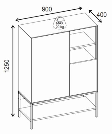 Kenvor Skjenk 90x125x40 cm - Antrasitt/Tre/Svart - Oppbevaring - Oppbevaringsmøbler - Sideboard & skjenk