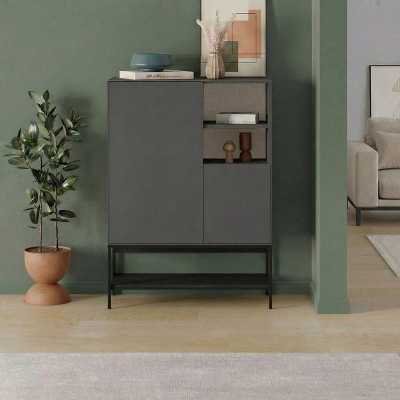 Kenvor Skjenk 90x125x40 cm - Antrasitt/Tre/Svart - Oppbevaring - Oppbevaringsmøbler - Sideboard & skjenk