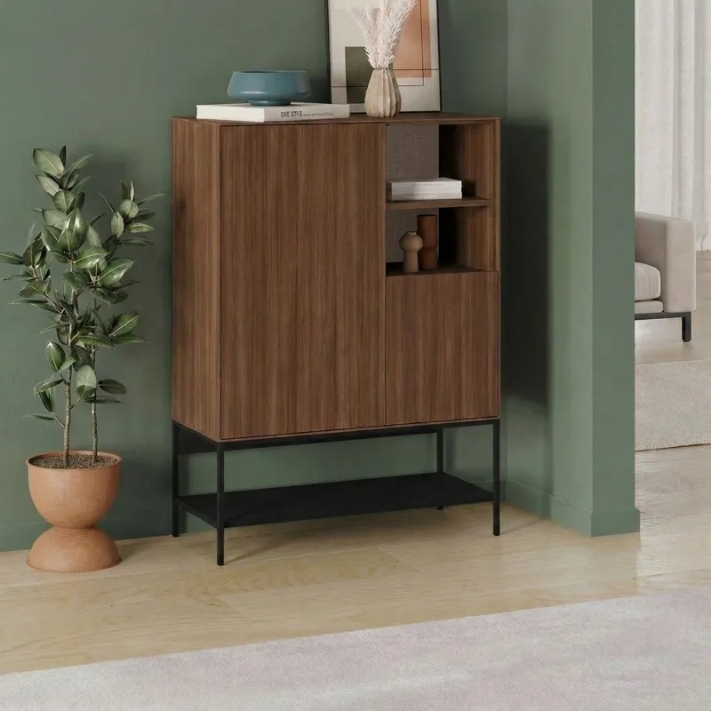 Kenvor Skjenk 90x125x40 cm - Milano Walnut, Wood Black, Black - Oppbevaring - Oppbevaringsmøbler - Sideboard & skjenk