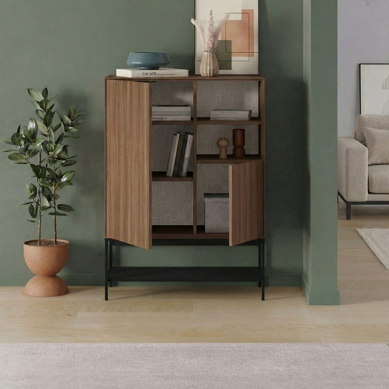 Kenvor Skjenk 90x125x40 cm - Milano Walnut, Wood Black, Black - Oppbevaring - Oppbevaringsmøbler - Sideboard & skjenk
