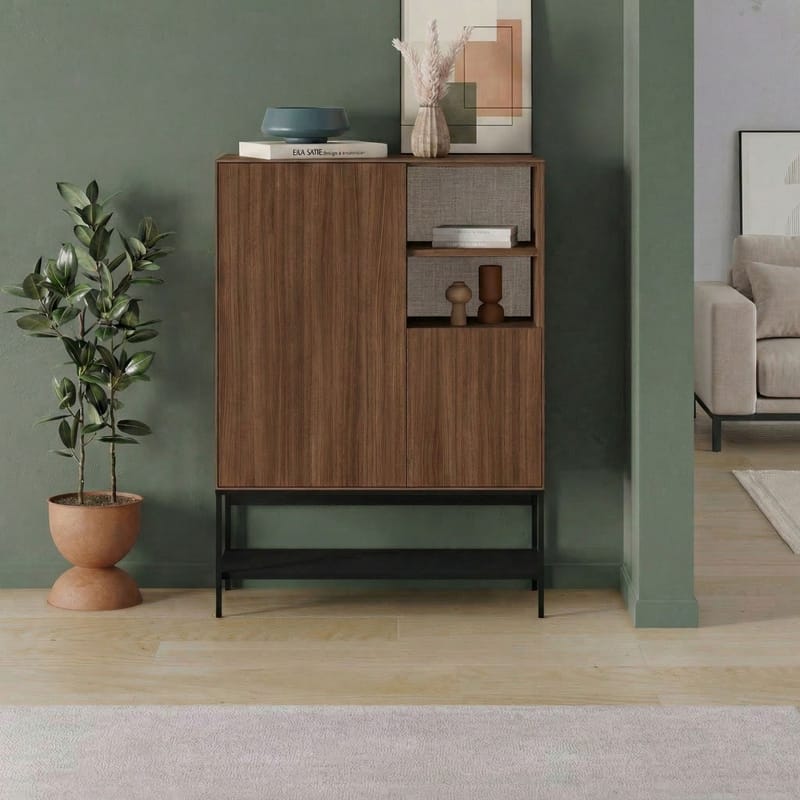 Kenvor Skjenk 90x125x40 cm - Milano Walnut, Wood Black, Black - Oppbevaring - Oppbevaringsmøbler - Sideboard & skjenk