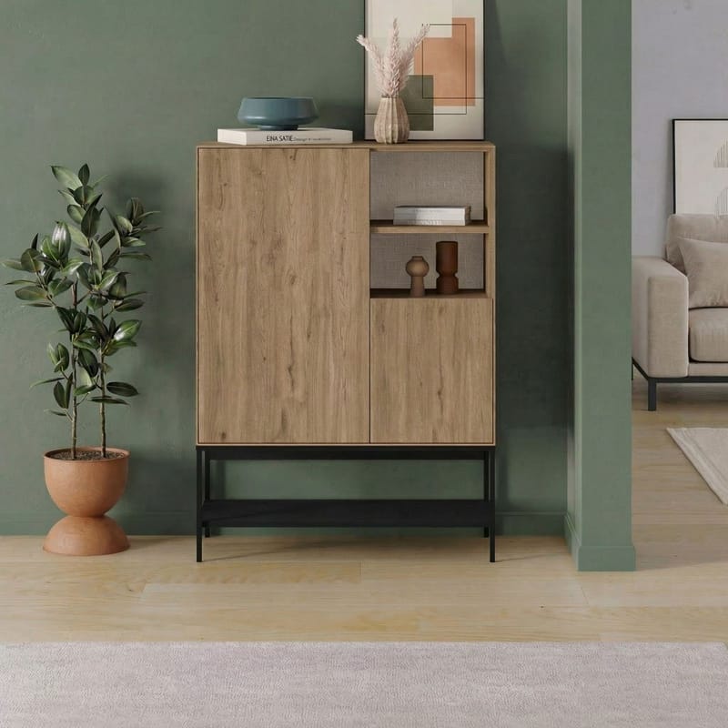 Kenvor Skjenk 90x125x40 cm - Naturlig eik Tre svart Svart - Oppbevaring - Oppbevaringsmøbler - Sideboard & skjenk